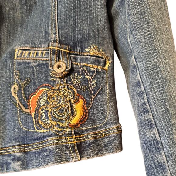 DKNY Jeans Embroidered Demin Vintage Jacket 14 Cotton Blend Boho western - Picture 3 of 7